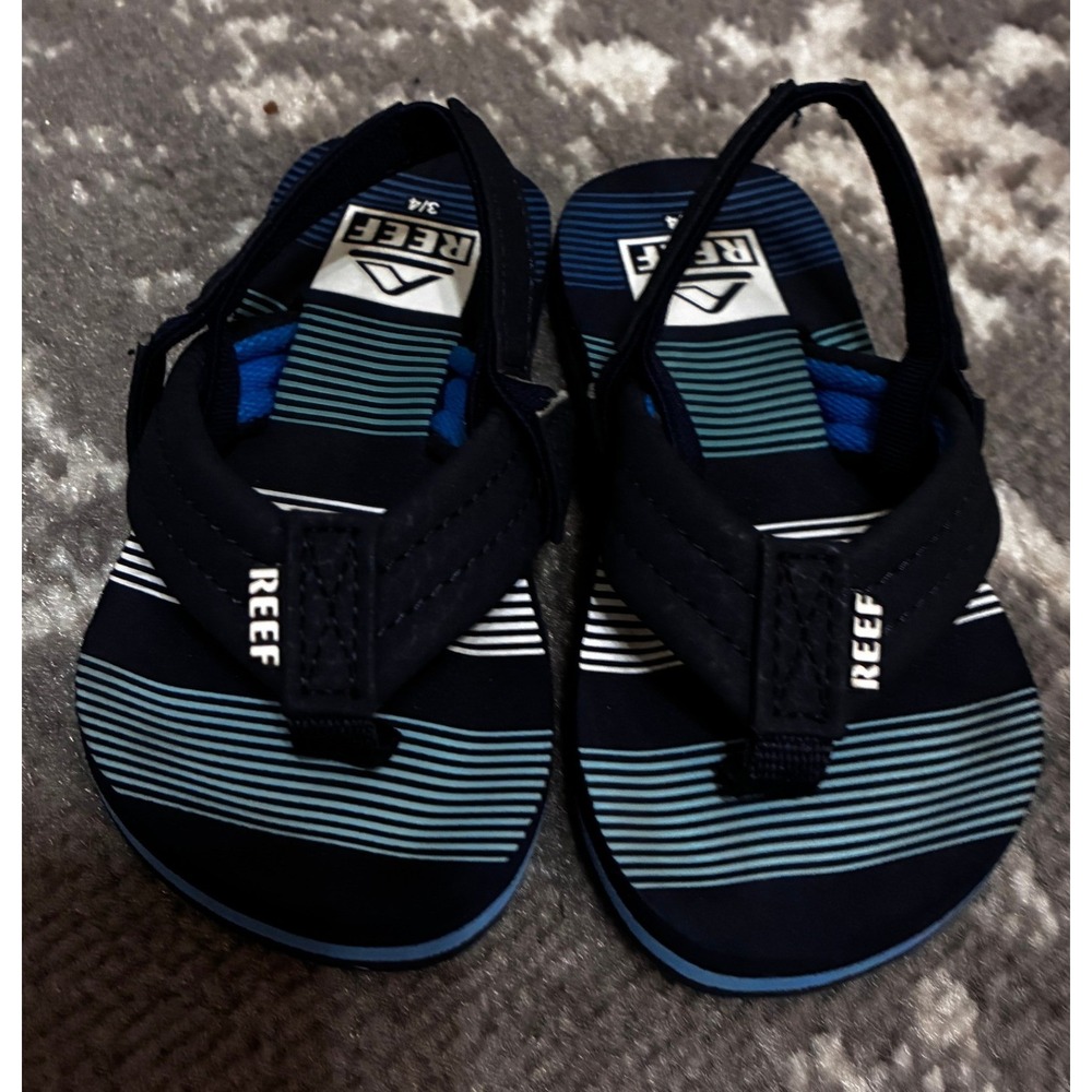 Reef-Little Ahi Toddler Blue Flip-Flop Sandals Size 3/4